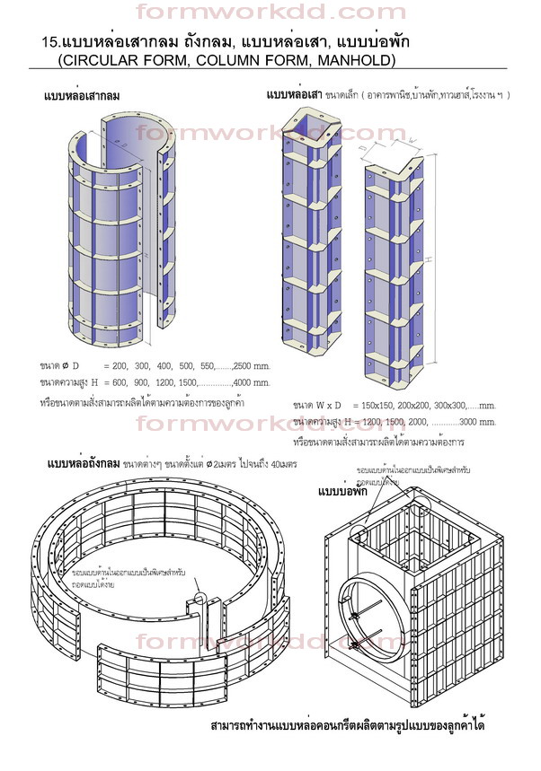 15. ทำ แบบเสากลม แบบเสา แบบถังกลม แบบบ่อพัก