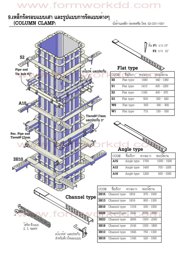 9. เหล็กรัดเสา formwork column clamps